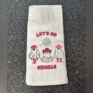 Isaac Mizrahi Let’s Go Ghouls Disco Ball Cowgirl Ghost Set Of 2 Kitchen Towels